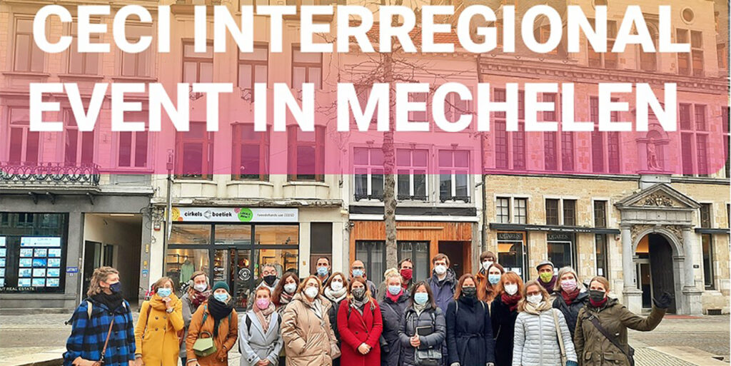 picture of a group of people and text CECI Interregional event in Mechelen
