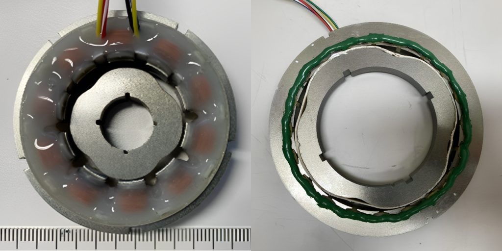 Two resolvers side-by-side, including resolver stator and rotor.