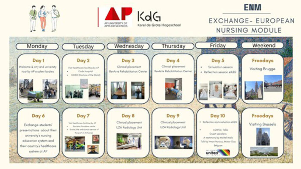 [Alt-text: schedule for ENM program day by day for two weeks.]