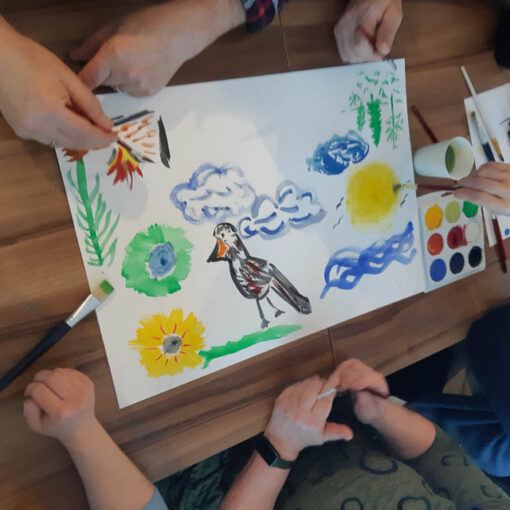 [Alt-teksi: vesivärimaalaus linnusta.]