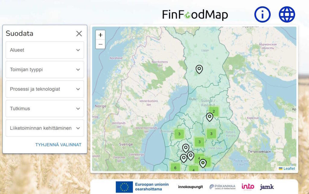 Karttapalvelun etusivu, jossa näkyy Suomen kertta.